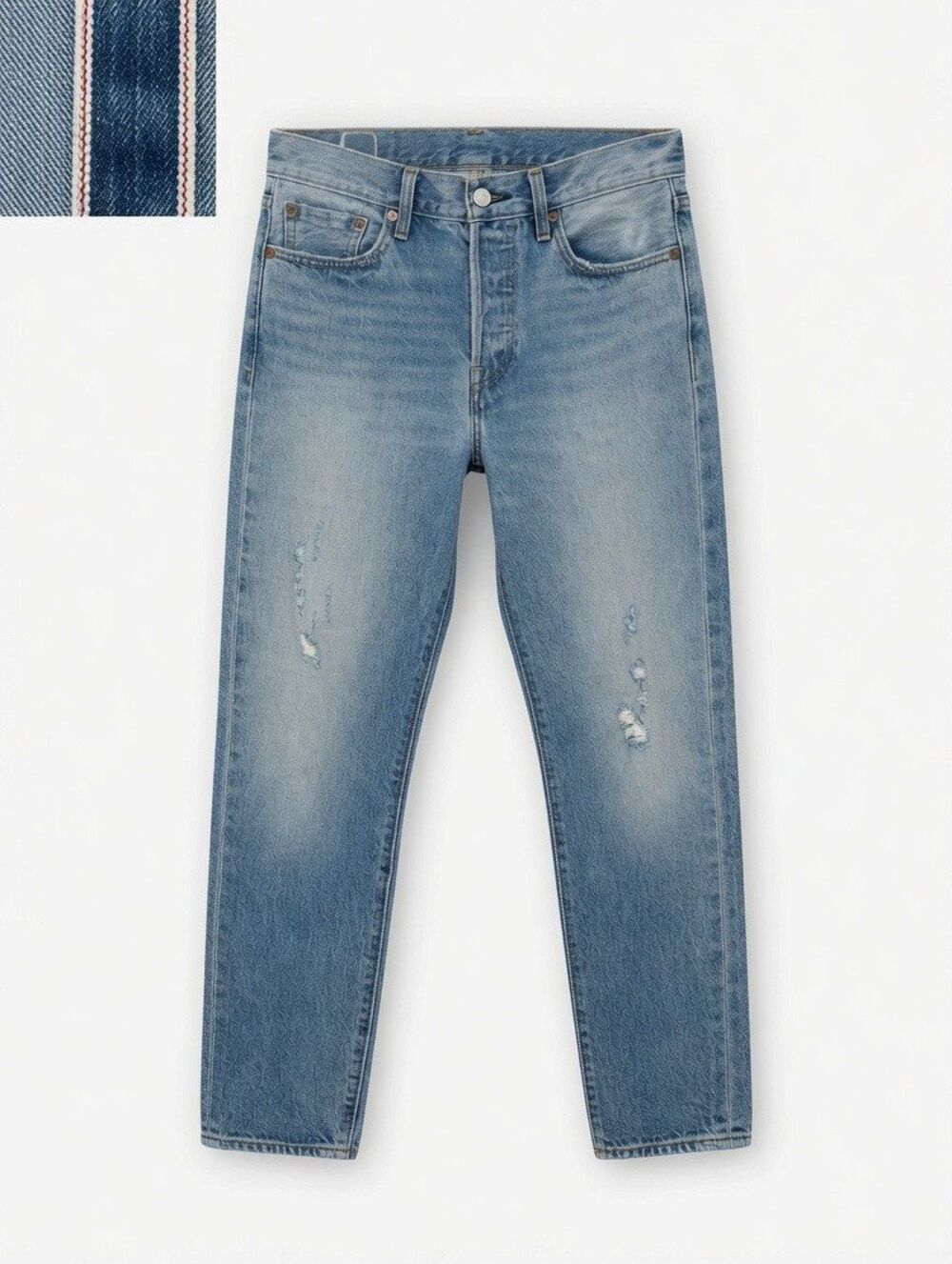 Levi's Jeans Wedgie Icon Fit Ankle Selvedge White Oak Cone Denim 28 Button Fly